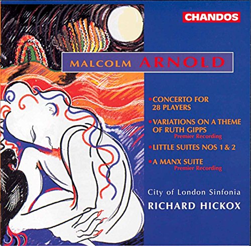 CD cover for Malcolm Arnold orchestral works, abstract art, blue figures.