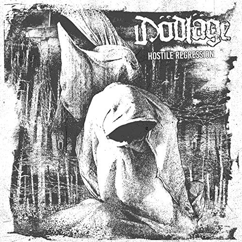 Black and white album cover for Dodlage’s “Hostile Regression” vinyl.