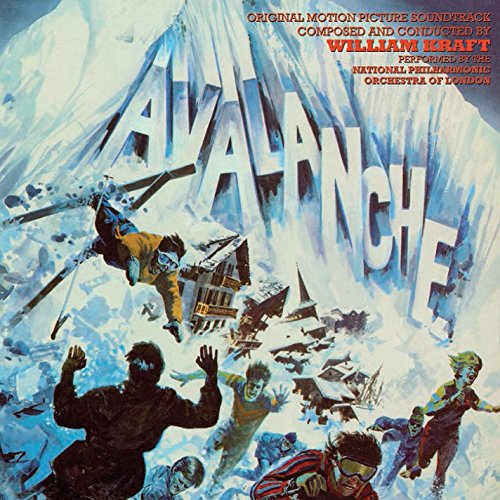"Avalanche" CD cover featuring people swept away by a snowy avalanche, with bold title.