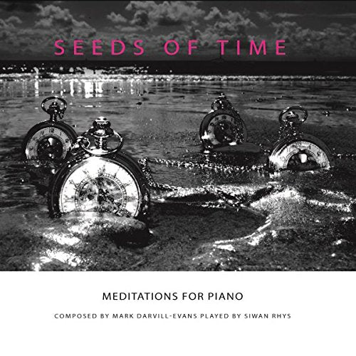 "Album cover with pocket watches in water and 'Seeds of Time' in pink text."