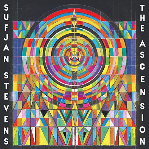 Sufjan Stevens’ “The Ascension” vinyl album cover, colorful geometric design.