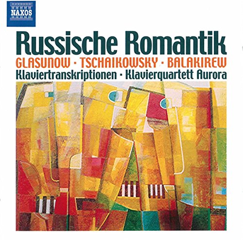 "Album cover with abstract art and text 'Russische Romantik' in green and orange."