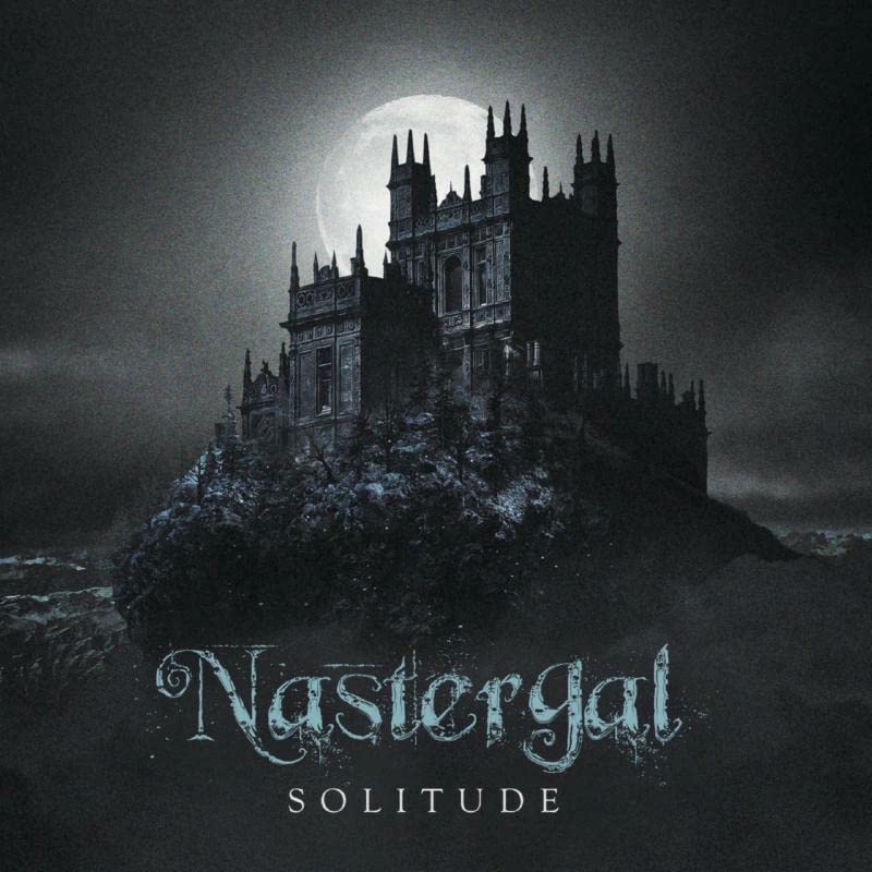 Dark castle silhouette under a full moon, album cover for Nastergal’s Solitude.