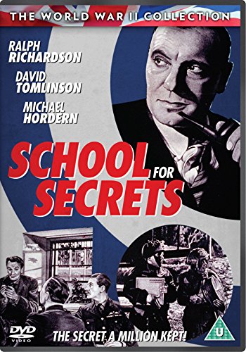 DVD cover for "School for Secrets" with black and white images and red title.