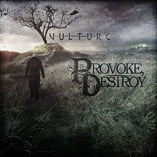 CD cover: desolate landscape with a lone figure and vultures.