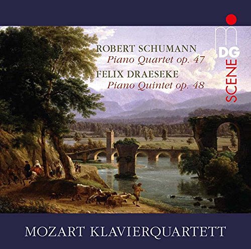 "CD cover featuring a serene landscape painting with a river and old stone bridge."