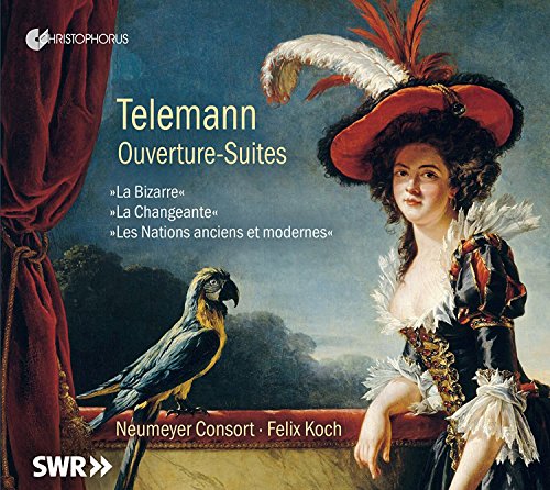 "CD cover featuring a 18th-century woman with a parrot and red curtain."