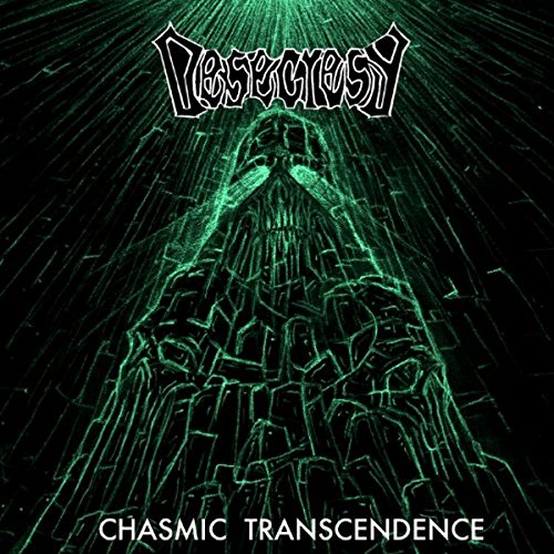 Dark album cover featuring a skeletal figure within a geometric structure.