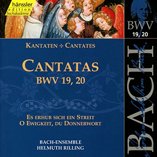 A CD cover featuring angels and Bach's portrait, with blue and gold text.
