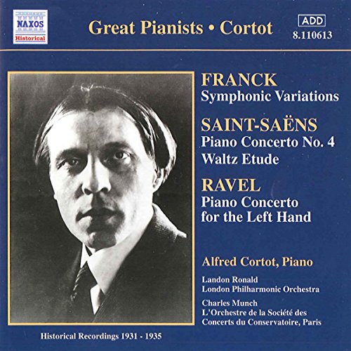 CD cover featuring a portrait of pianist Alfred Cortot and composer details.