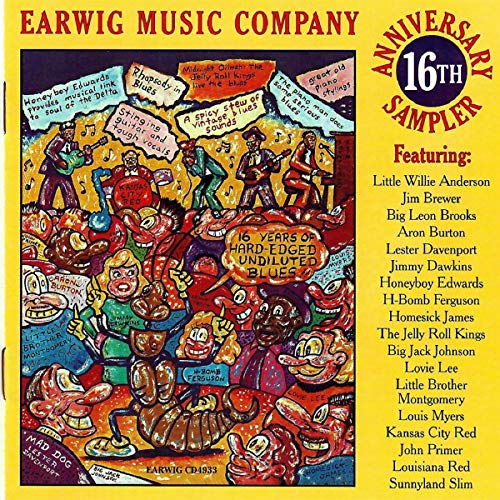 CD cover for Earwig Records 16th Anniversary Sampler, colorful illustration.
