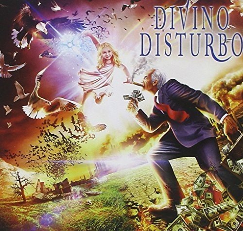 CD cover: woman and man with birds, amidst a fiery landscape.