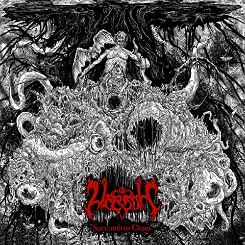 Black and white album cover with monstrous figures and the band name "Vrenth".