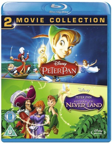 Blu-ray case featuring Peter Pan, Captain Hook, and characters from two Disney films.