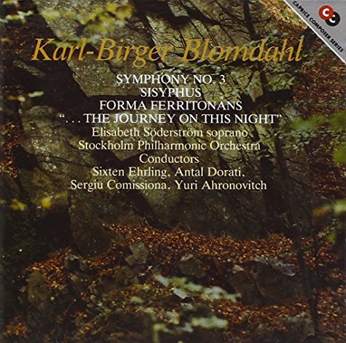 CD cover for Blomdahl’s orchestral works with a forest landscape.