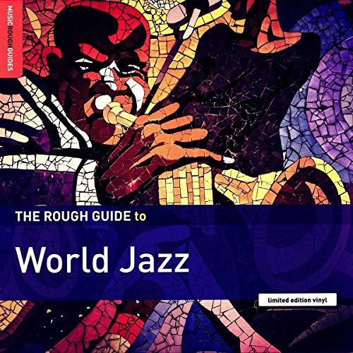 "Vinyl record cover featuring a mosaic of a man playing a saxophone."