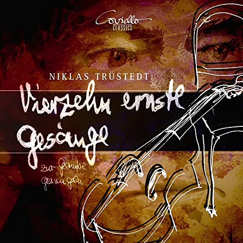 CD cover for Niklas Trustedt’s “Vierzehn ernste Gesange” with viola drawing.