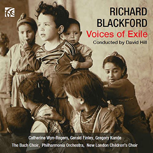 "CD cover with sepia-toned image of children and text 'Richard Blackford: Voices of Exile'."