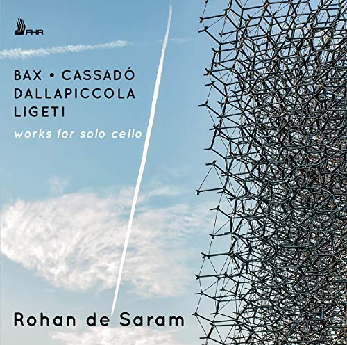 "CD cover with blue sky, contrail, and metal lattice structure, featuring artist and composer names."