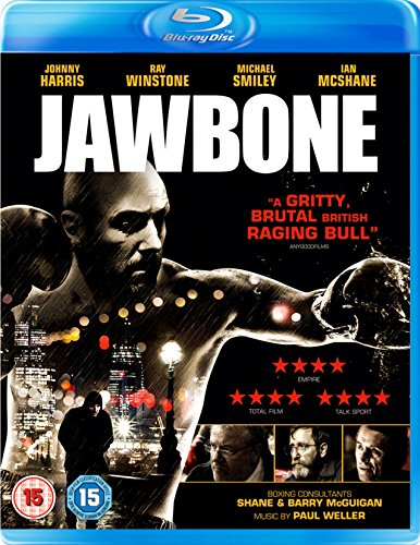 Blu-ray cover for the film Jawbone featuring a boxer and city lights background.