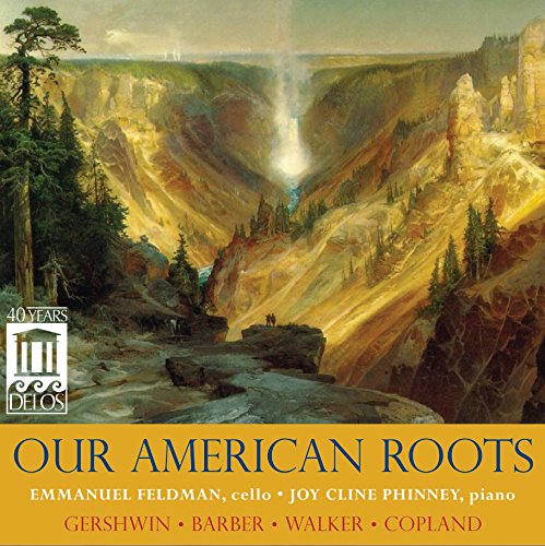 "CD cover featuring a landscape painting of a canyon with a waterfall."