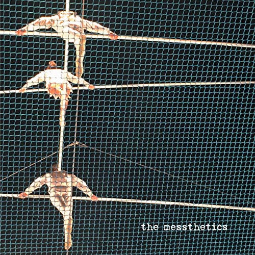 Album cover for The Messthetics featuring figures suspended in netting.