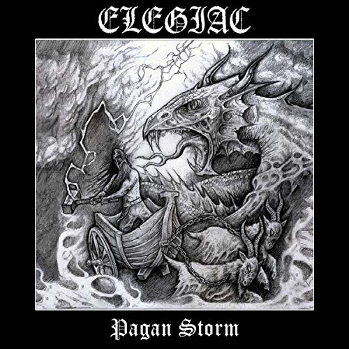 Black-and-white album cover with a man fighting a dragon, surrounded by flames.