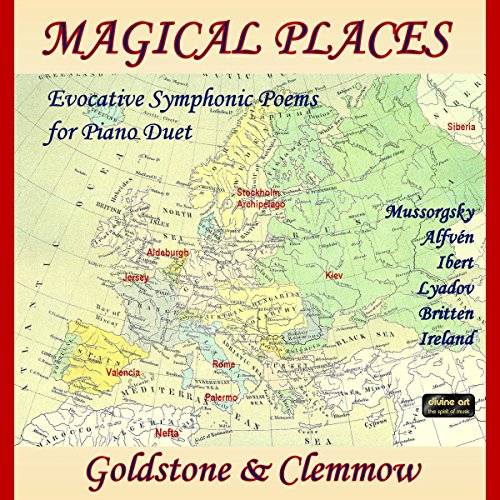 CD cover for "Magical Places" featuring a vintage map and composers’ names.