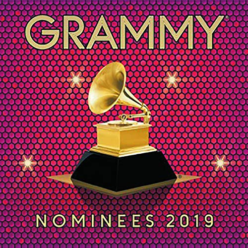 2019 Grammy Nominees CD cover with gold gramophone on red background.