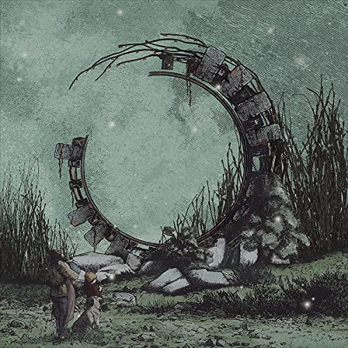 CD cover: figures look at a crumbling, arched structure in tall grass.