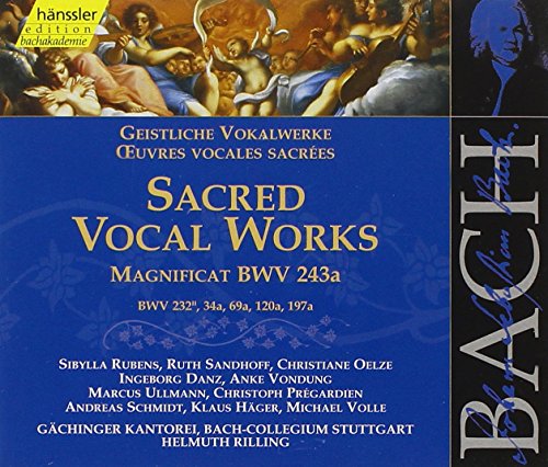 CD cover for Bach’s “Sacred Vocal Works,” featuring Renaissance art.