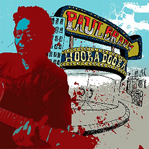 "Album cover with a man holding a guitar and a marquee sign."