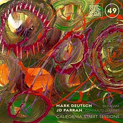CD cover with swirling abstract paint and text listing artist names.