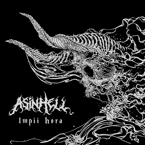 Black and white album cover featuring a skeletal, horned creature.