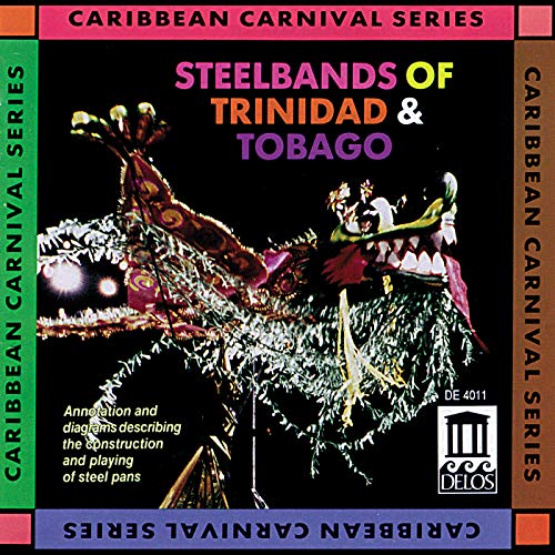 CD cover for “Steelbands of Trinidad & Tobago” featuring a colorful carnival costume.
