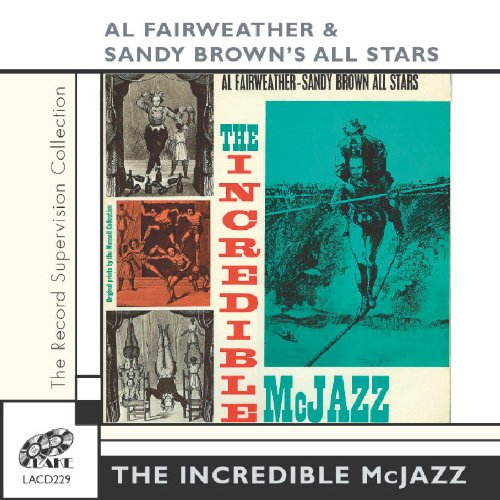 "CD cover art for 'The Incredible McJazz' with collage of illustrations and text."