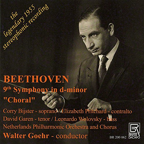 CD cover featuring a portrait of conductor Walter Goehr and Beethoven’s 9th Symphony details.