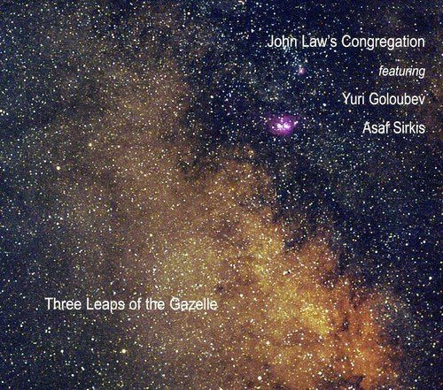 Album cover with starry sky and text "John Law's Congregation" and "Three Leaps of the Gazelle".