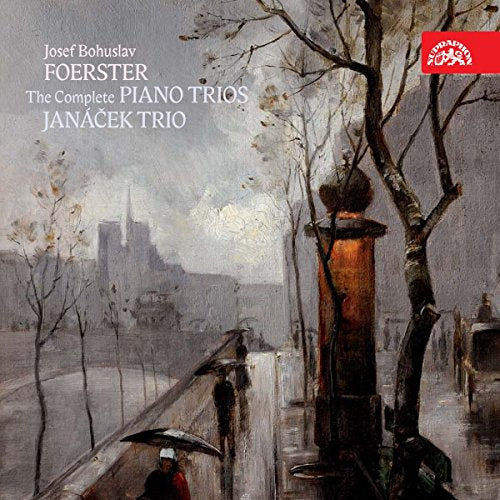 "Album cover featuring a painting of a rainy cityscape with a person holding an umbrella."
