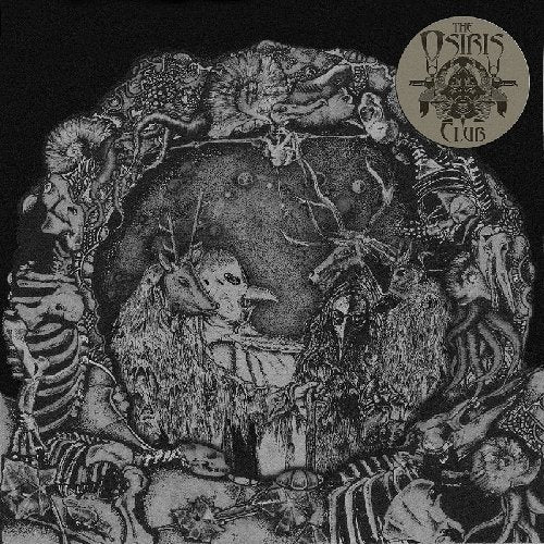 Black and white album cover with detailed, surreal animal and human figures.