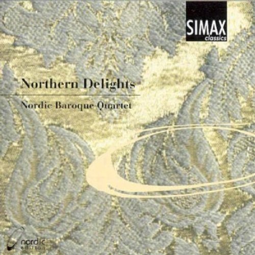 CD cover with grey and gold pattern, featuring "Northern Delights" and "Nordic Baroque Quartet" text.