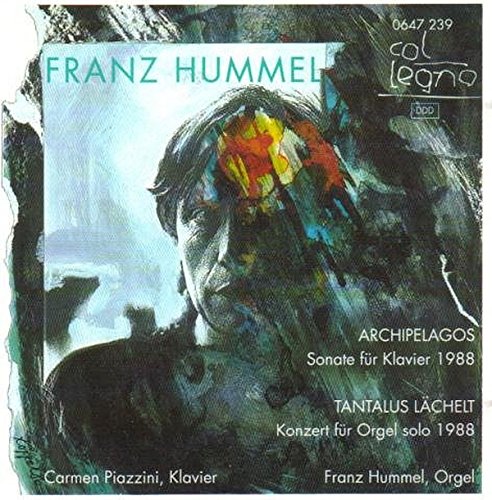 CD cover for Franz Hummel’s “Archipelagos” featuring portrait with colorful splashes.