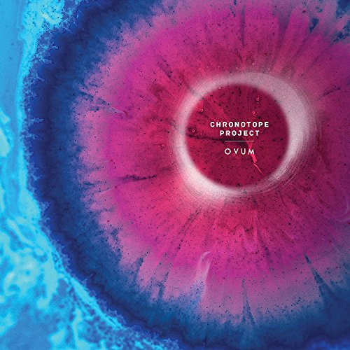 Album cover with pink and blue abstract design, featuring white text "Chronotope Project Ovum".