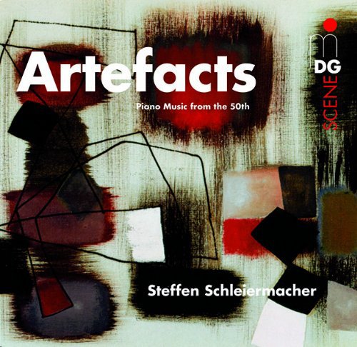 "CD cover with abstract geometric shapes and text: 'Artefacts' and 'Steffen Schleiermacher'."