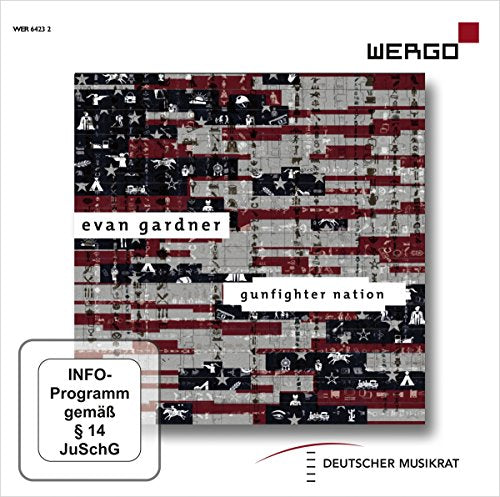 "Evan Gardner's 'Gunfighter Nation' DVD cover featuring a mosaic American flag design."