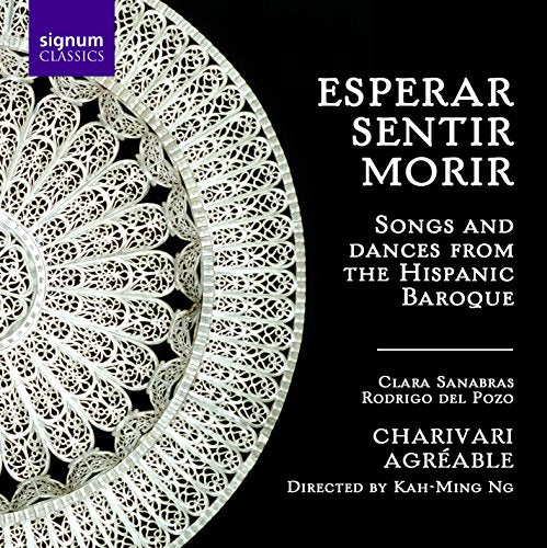 CD cover: ornate white design on black, text “Esperar Sentir Morir.”