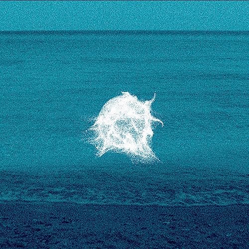 Blue album cover with a central, distorted white shape resembling static.