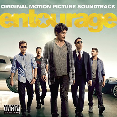 "CD cover with five men walking, 'Entourage' title in yellow, and 'Parental Advisory' warning."