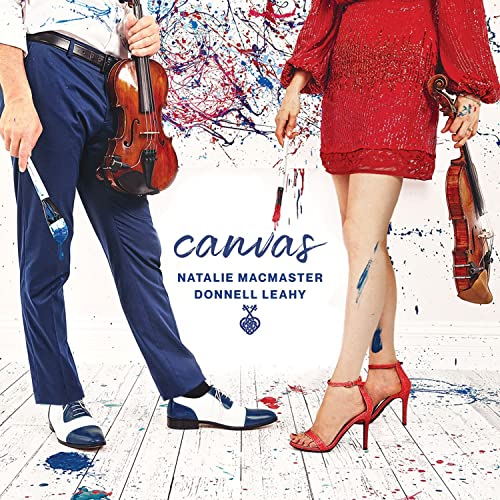 Natalie Macmaster and Donnell Leahy on album cover with violins.
