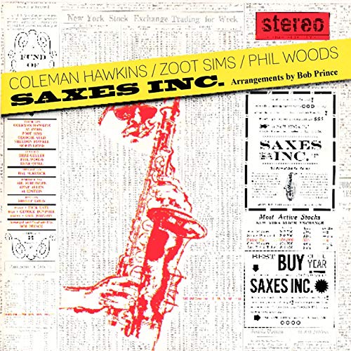 CD cover for "Saxes Inc." featuring a red saxophone illustration.